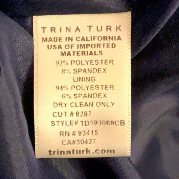 TRINA TURK NWT CLEMENTE BACK TWIST SLEEVELESS DRESS INDIGO BLUE SIZE 12 - Picture 9 of 9